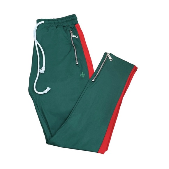 Vintage Track Pants Jogger Criminal Damage Y2K Green Red Stripe Mens Large - Picture 1 of 7